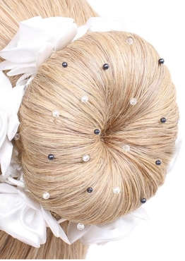 Haarnetje met navy parels en crystallen in blond