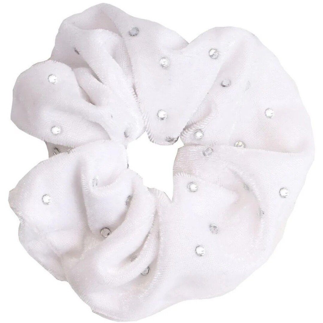 SD scrunchie white with crystals